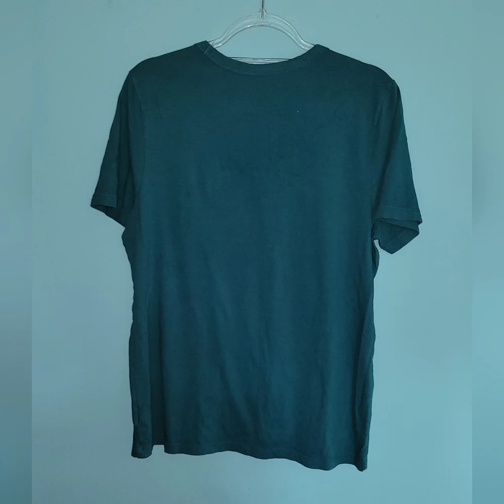 Universal Thread Women V-Neck Short Sleeve Cotton T-shirt Blue Size Large - Picture 2 of 4